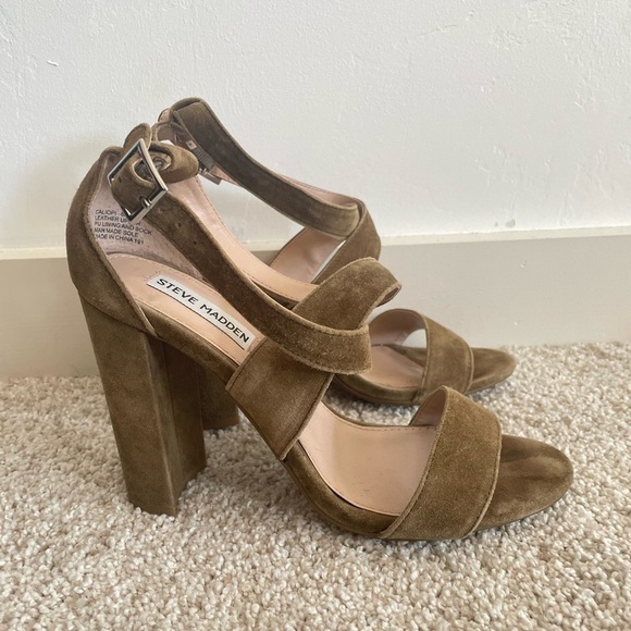 Steve Madden olive green cross ankle pumps 4 inch heel size 8 excellent conditio - Picture 2 of 9